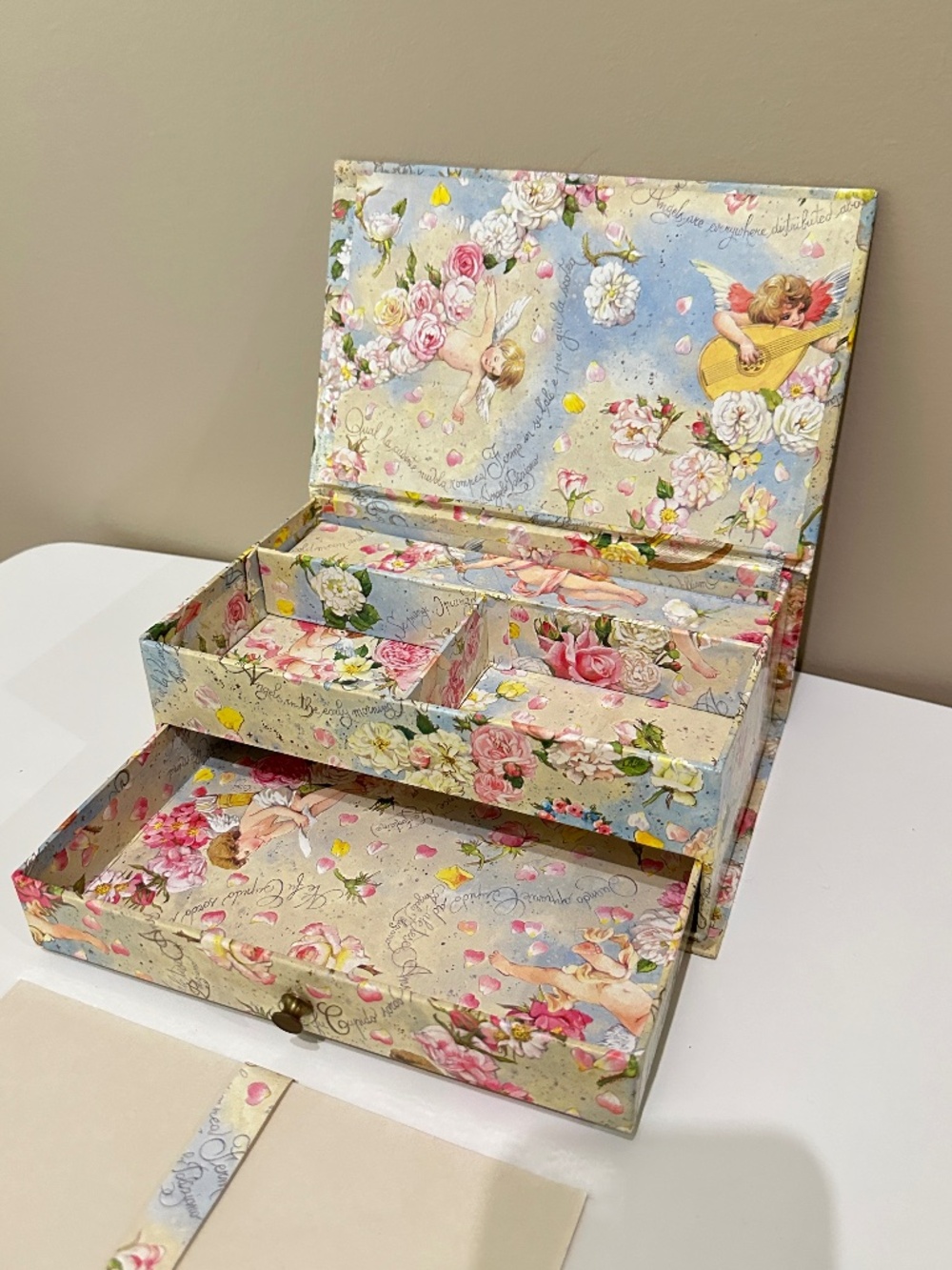 Vintage-style Tri-coastal Cherub Angel Storage and Jewelry Box